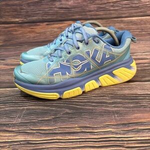 Hoka One One Womens Infinite 1009649 Blue Yellow Running Shoes Sneakers Size 7.5